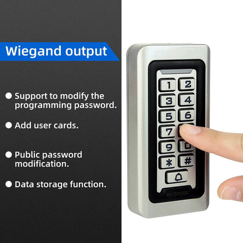 Built Tough RFID Access Control Keypad With Wiegand 26Bit, standalone door entry pad featuring a zinc alloy construction and backlit keys.