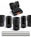 Six Piece Lug Nut Remover Set With Twist Socket Extractors For Metric Bolts And Lug Nuts Ultra Tight Grip Deep Reach Design Heavy Duty