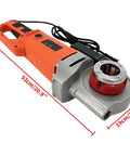 2000W Portable Electric Pipe Threader With 110V Pure Copper Motor For Galvanized Steel PVC Fire Pipes One Hand Effortless Threading 1/2 To 1-1/4 Inch Dies Heavy Duty Tool shown from the side with orange handle and red die holder.