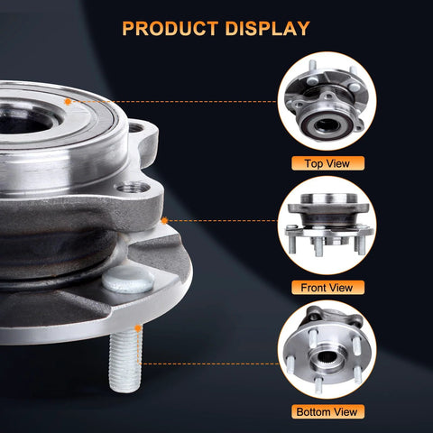 Front view of Front Wheel Hub And Bearing Assembly For Scion tC 2011-2016, Toyota Mirai 2016-2019, And Toyota RAV4 2006-2018, 5-Lug With ABS, OE-Style Replacement Hub Bearing Kit, Beefed-Up Durability, Ready-To-Install
