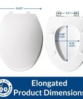 Heavy Duty Commercial Toilet Seat With Cover Elongated White Industrial Grade Stay-Tite Secure Install System dimensions