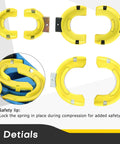 Interchangeable Fork Strut MacPherson Spring Compressor Kit with yellow yokes and safety lips for shock absorber service