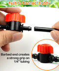 Hands holding 30 Pack One Quarter Inch Drip Irrigation Valves Barbed Shut Off Fittings for One Quarter Inch Tubing