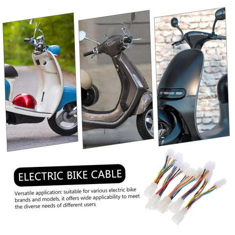 Five Piece Electric Bike Motor Cable Extension Harness Set For Quick Easy Install With Durable Connectors displayed with scooters