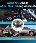 Nissan Altima Front Wheel Hub And Bearing Assembly OE 513447 40202-6CA0A infographic with signs for replacement