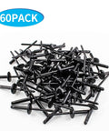 Aluminum Blind Rivets Set, 60 Pieces, 3/16 x 3/4 Inch Pop Rivets, Black Finish, scattered in a pile, ideal for metalworking and DIY.