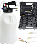 Real Deal Pneumatic Fluid Extractor And Automatic Transmission Oil Dispenser Kit With Three Meter Dipstick Tubes close-up of 10L tank and adapters.
