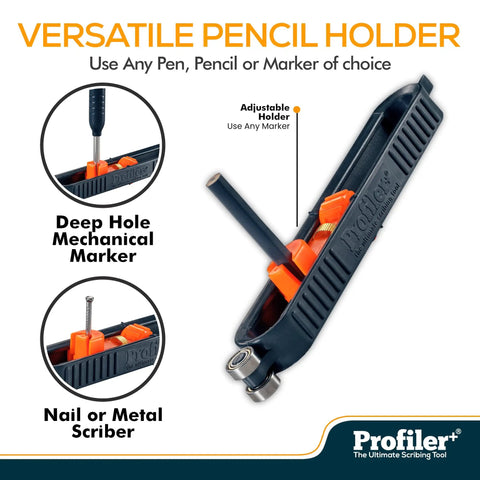 Smooth Self Locking Contour Scribe Tool No Sweat Precision Marking Gauge For Woodworking showing adjustable pencil holder and mechanical marker.