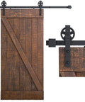 Heavy Duty Sliding Barn Door Hardware Kit In Black For Smooth Quiet Operation And Easy Installation, fits 36 inch wide panels