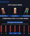 Image showing Heavy Duty Double Wire Plug Connectors 20 Pack With Secure Snap Locking Buckles 18 To 16 Awg for various wire types including stranded, solid, and flexible.