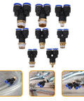 Top Tier 16 Piece Air Hose Connector Fitting Kit Made With Tough Abs And Copper For Fast Push-To-Connect Setup On Any Air Compressor Or Pressure Washer Job, black ABS and copper fittings