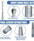 Impact Bolt And Nut Removal Drill Bit Kit With 13 Bolt And Nut Removers 5 Screw Extractors and 5 Right Hand Drill Bits image