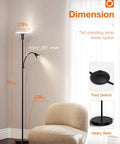 Torchiere Floor Lamp With Adjustable Reading Light Remote Control And Foot Switch Dual Light Setup For Cozy Living Room