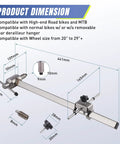 Dimensions diagram of Derailleur Alignment Tool And Hanger Gauge For 20 To 29 Inch Wheels with measurement details