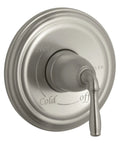 Devonshire Rite-Temp Shower Valve Trim With Lever Handle in Brushed Nickel Finish, featuring pressure-balancing anti-scald technology