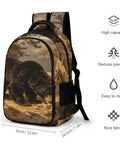 Wild Bear Printed Unisex Backpack Large Capacity For School Hiking And Travel Durable Polyester Daypack With Bear Pattern