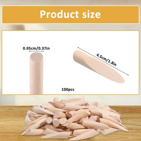100 Piece Solid Wood Pocket Hole Plugs For Three Eighths Inch Pine Wood, Pocket Screw Jig Accessories, Pro Grade Joinery Plugs