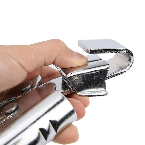 Close-up of Heavy Duty Self Locking Rope Grab Ascender Climbing Gear With Self Braking Descender Clamp held in hand