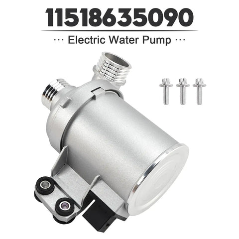 Electric Water Pump For BMW M135i M2 M235i 335i Cooling System Replaces A0005001986 with attached screws, durable silver design.