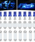 24 Piece Car LED Bulb Kit With T10 31mm 42mm Festoon And Dome Interior Lights Blue Replacement Bulbs For Dome Map Door