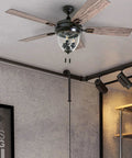 Glencrest 52 Inch Indoor Outdoor LED Ceiling Fan With Light And Pull Chain, ETL Damp Rated, in living room setting