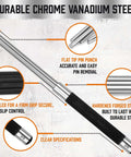 5 Piece Roll Pin Punch Set 8 Inch Carbon Steel Pro Grade Pin Punch Tool Kit with chrome vanadium steel and knurled grip