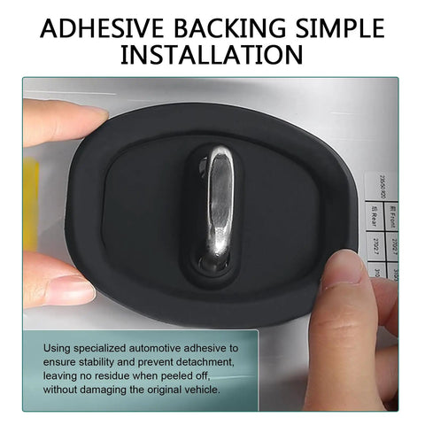 Four Piece Soft Silicone Door Latch Covers Featuring Self Adhesive Anti Rust Guards And Whisper Quiet Shutdown For Easy Car Truck Suv Fixes And Street Cred In Matte Black with adhesive backing for easy installation.