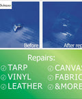 Clear Tent Repair Tape 30 Ft Roll 2.9 In Wide For Tents Awnings Boats RVs And Tarps - before and after repair on fabric