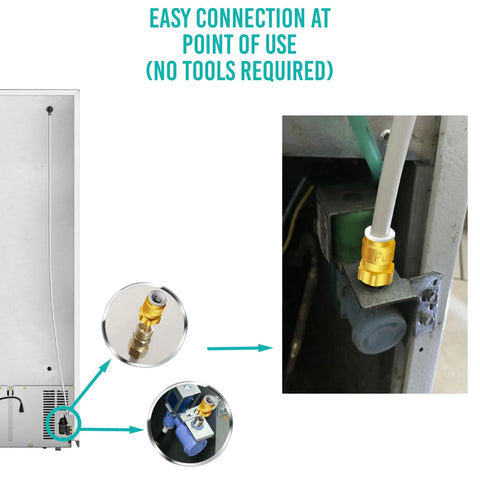 Ice Maker Water Line Kit With 25 Foot Tubing, Solid Brass Stop Tee And Valve, One Quarter Inch Fittings installation view