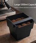 Large Capacity Espresso Knock Box 1200 ML for Coffee Grounds Disposal With Removable Knock Bar and Shock Absorbent Non Slip Base