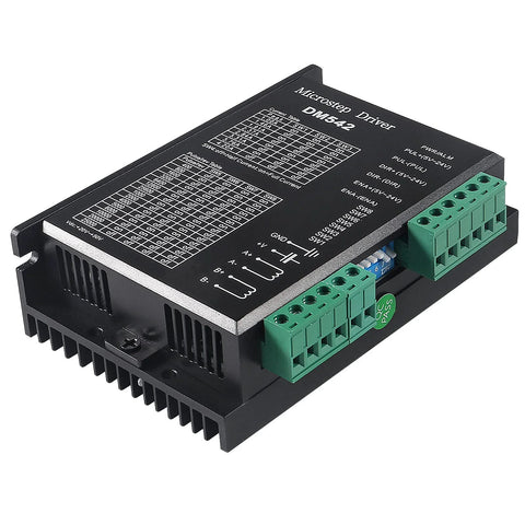 DM542 CNC microstep driver module for 2-phase steppers; black enclosure with green terminal blocks
