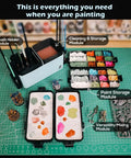 Portable All In One Modular Painting Station With Wet Palette, Brush Cleaners, Holders And Lid For Miniatures And Warhammer Hobbyists