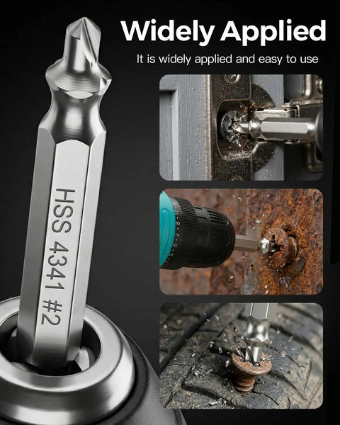 Damaged Screw Extractor Set For Stripped Screws And Bolts, Easy Remove Drill Bit Kit used on various screws and bolts