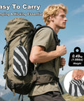 Hiker carrying backpack with Zebra Inspired Camping Hammock With Tree Straps And Travel Bag Easy Setup No Knot Straps Ultra Thickened Durable 500 Pound Capacity Portable Single Hammock for outdoor use