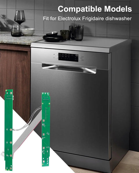 Dishwasher Control Button Assembly And User Interface Panel Replacement For FFID Series Models with circuit board detail shown