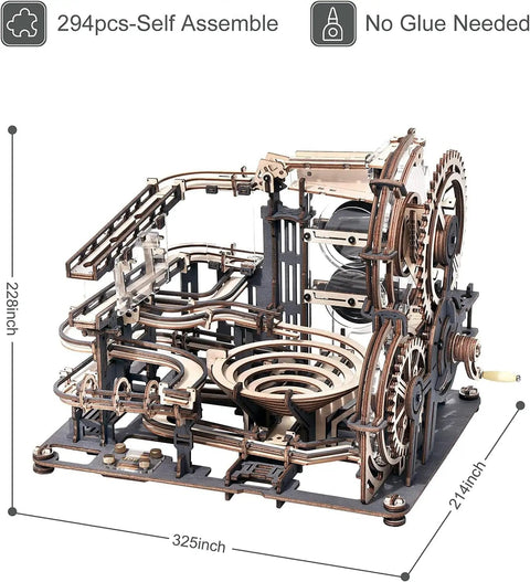 3D Wooden Marble Run Puzzle Kit For Adults, Mechanical Marble Track Building Set With 294 Pieces, DIY Toy model view