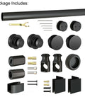 5 Foot Frameless Black Sliding Glass Shower Door Running Track Barn Style Hardware Set For Space Saving Bathrooms