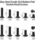 720 Pcs M3 Hex Socket Cap Bolts Screws Assortment Kit With Pan Head And Flat Head Button Style, Black Alloy Steel, M3 Size