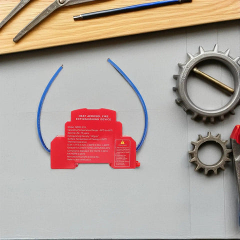 Heat Activated Auto Fire Extinguisher Patch With Drop Dead Aluminum Alloy Housing And Super Sticky Backing for garage safety and vehicle protection.