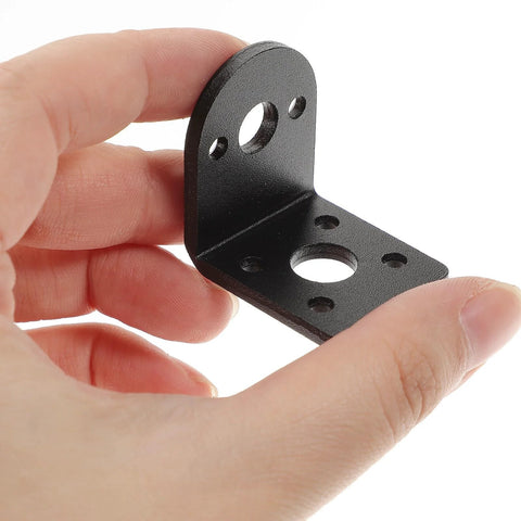 Toddmomy DC gear motor mounting bracket, black anti-rust electroplated steel, L-shaped with multiple holes for small motors