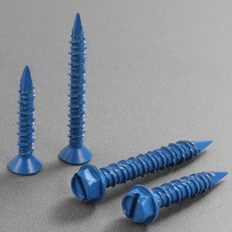One Quarter By Three And Three Quarter Inch Concrete Screws Set With Drill Bit 28 Pack Hex Head Anchors For Masonry Block Brick Cement
