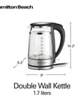 1.7 Liter Glass Electric Kettle With Double Wall Cordless Serving Auto Shutoff And Boil Dry Protection
