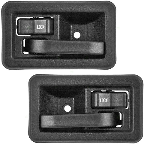 Premium Black Interior Door Handles For Jeep Wrangler 1991 To 2004 Front Pair Kit Replaces 55176383ae 55176382ae Durable Knob And Latch Set, black plastic pair