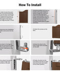 Installation guide for Saloon Door Hinges Two Pack Double Action Stainless Steel Swing Hinge showing step-by-step instructions.