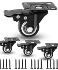 1.5 Inch Swivel Caster Wheel Set Of 4 With Brakes For Furniture, Workbench And Cart, Heavy Duty Steel Core Rubber Casters, Locking