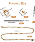 Gold D Ring Hardware Kit For Purse Straps With 360 Rotatable D Rings, Rivet Screws Kit, Punch Tool And Screwdriver dimensions