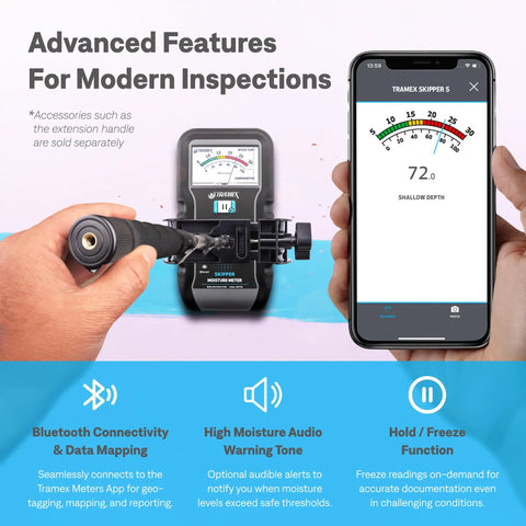Skipper 5 Boat Moisture Meter SMM5 Non Destructive Analog Gauge For Wood And GRP Hulls Decks And Sandwich Core Structures Dual Depth Readings For Quick Moisture Content Checks On Boats, with app display