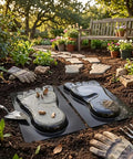 Two-Piece Concrete Footprint Stepping Stone Template Kit for Walkways, Garden, Yard and Patio Decor in garden setting