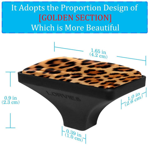 Rectangular Black Drawer Pulls With Screws For Cabinets Bookcase Drawers And Dressers Leopard Print ABS Glass close-up view