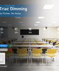 Classroom with 2x2 LED Flat Panel Light 40W 3000K 4000K 5000K Change Via Wall Switch Hella Bright 4400 Lumens Triac Dimmable